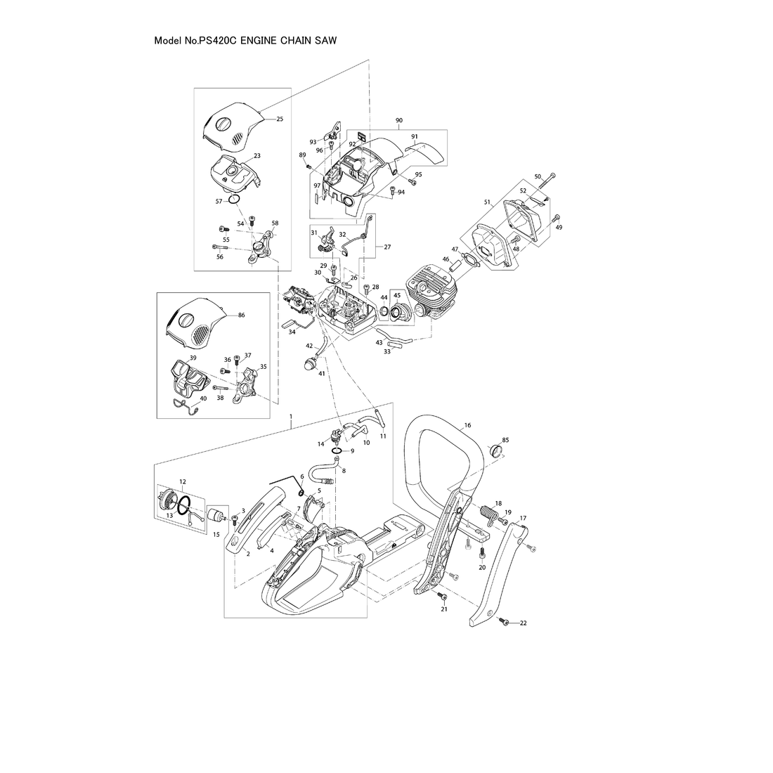Makita PS-420C — сборочный чертёж, лист 1, деталь 140H65-9 поз. 067-1