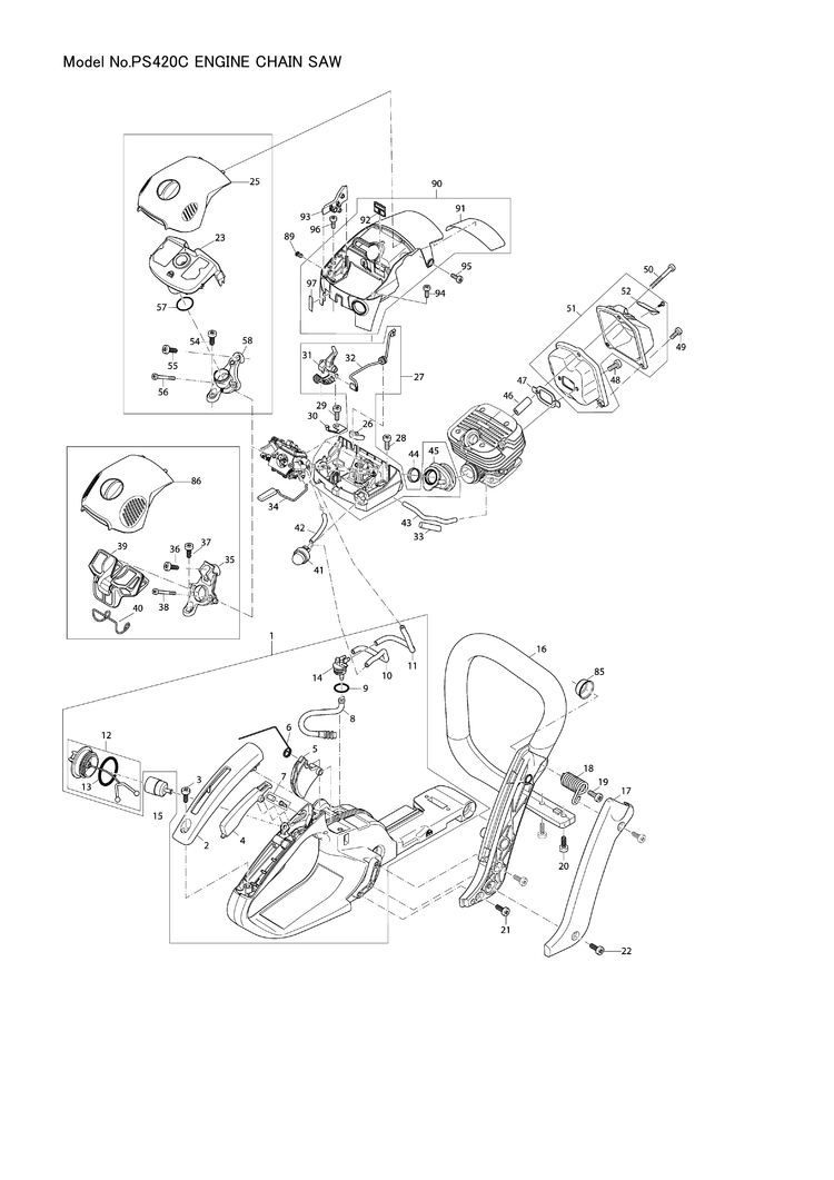 Makita PS-420C — сборочный чертёж, лист 1, деталь 140H65-9 поз. 067-1
