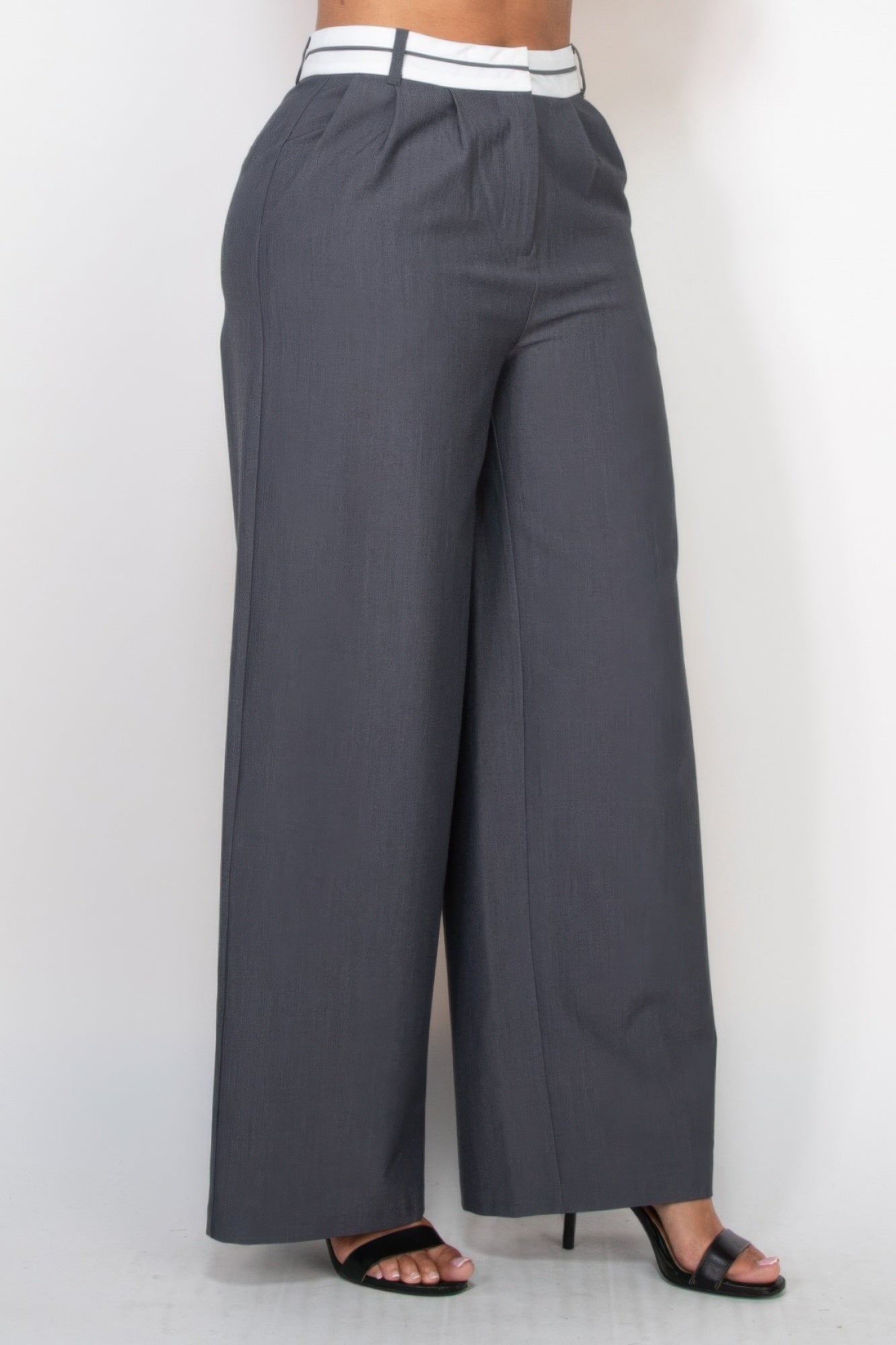 Pleated Double Waistband Pants