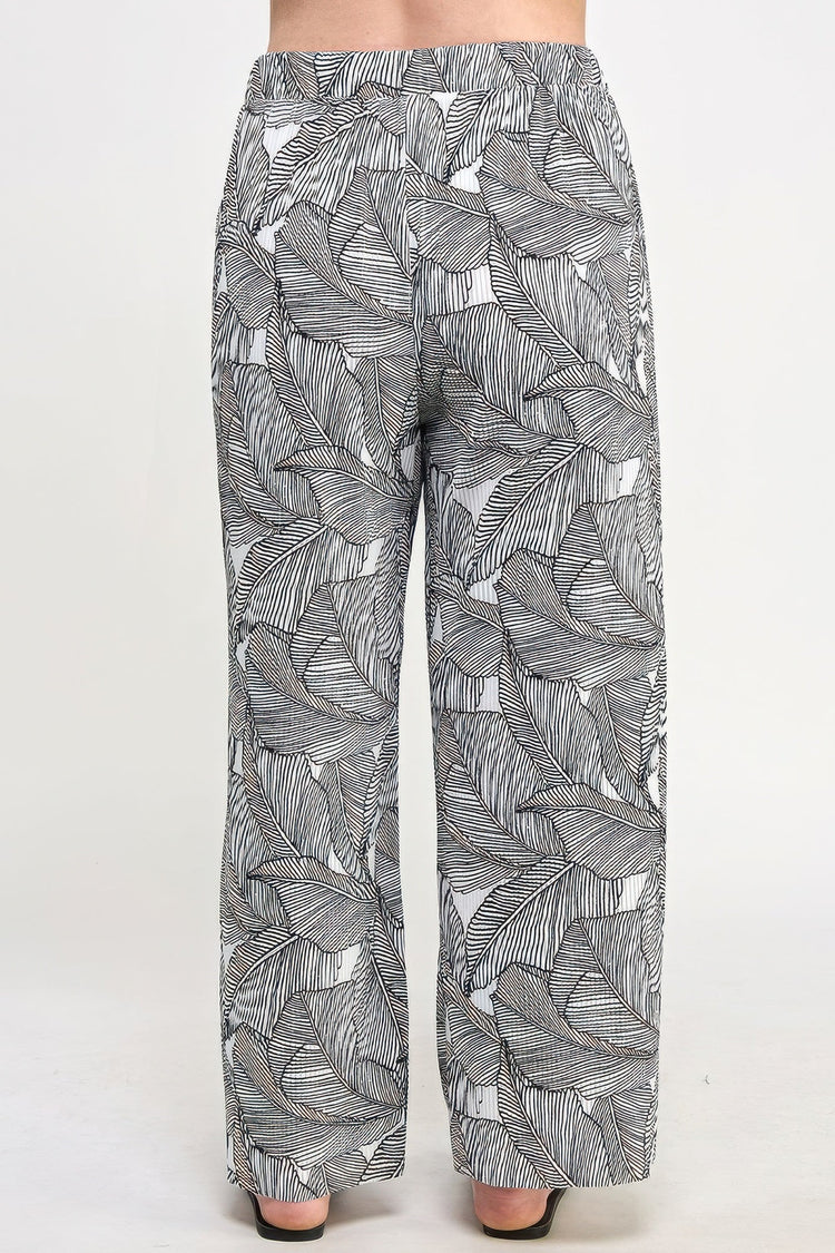 Plisse Palm Print Pants