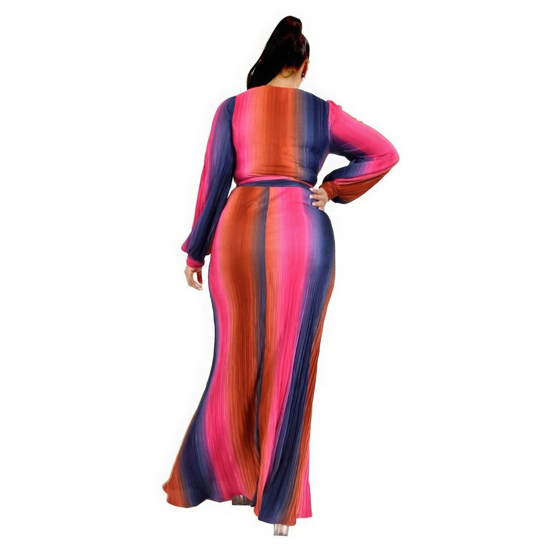 Plus Gradient Stripe 2 Piece Maxi Skirt Set