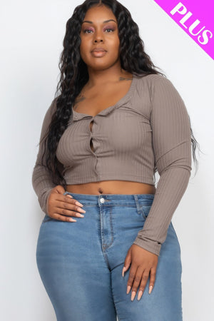 Plus Size Button Up Cropped Top