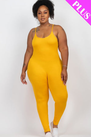 Plus Size Solid Bodycon Cami Jumpsuit