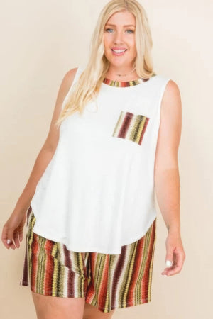 Plus Size Solid Sleeveless French Terry Tank Top