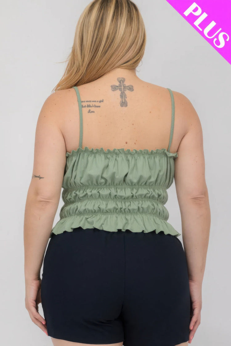 Plus Size Tiered Shirred Body Crop Top