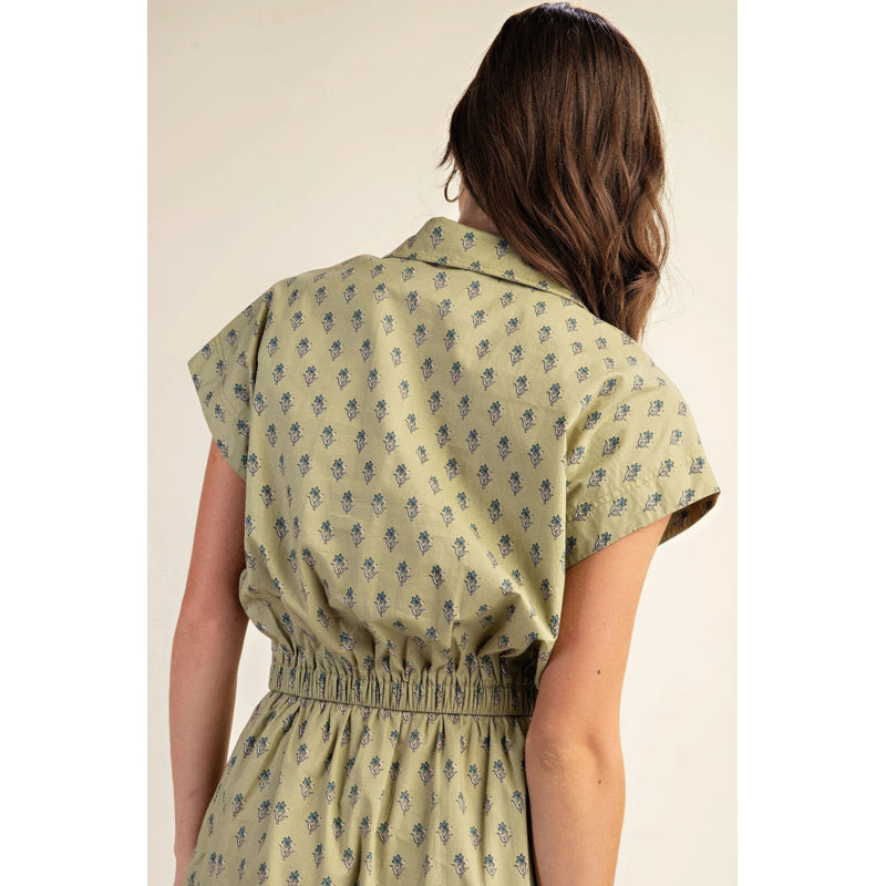 Printed drop shoulder cropped shirt