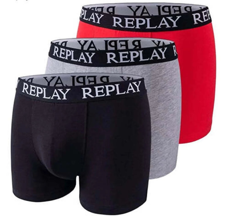 Replay Mens Trunks Boxer Shorts 3 Pack Underwear Cotton Elasticated M-XL