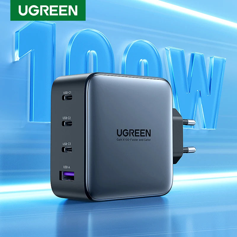 UGREEN USB-Ladegerät 100 W GaN-Ladegerät für Macbook-Tablet Schnelles Laden für iPhone Xiaomi USB Typ C PD-Ladung für iPhone 15 14 13 