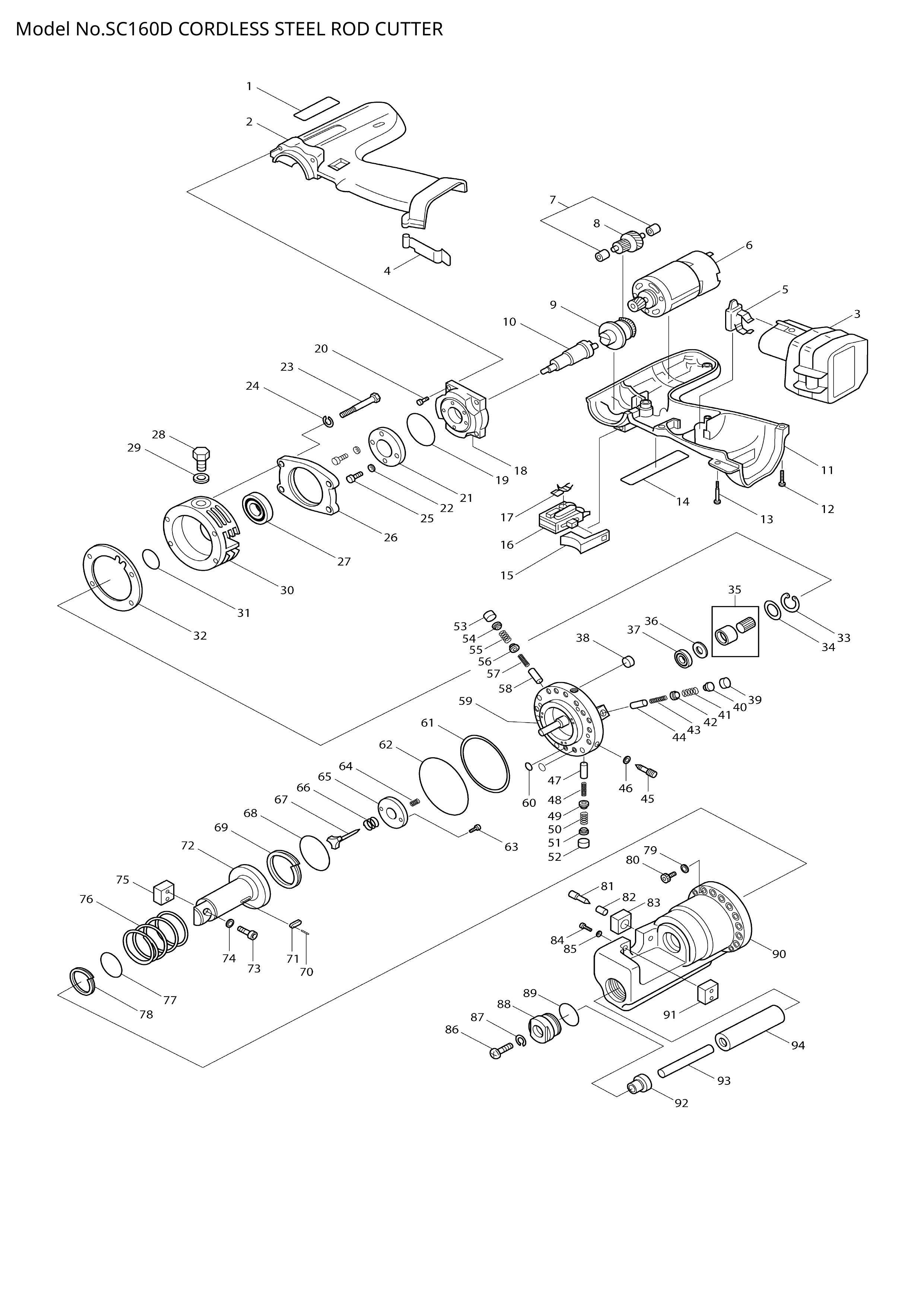 Makita SC160D — сборочный чертёж, лист 1, деталь SC03112100 поз. 072