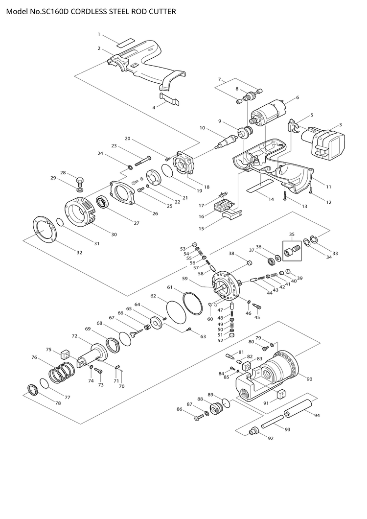 Makita SC160D — сборочный чертёж, лист 1, деталь SC03204500 поз. 059