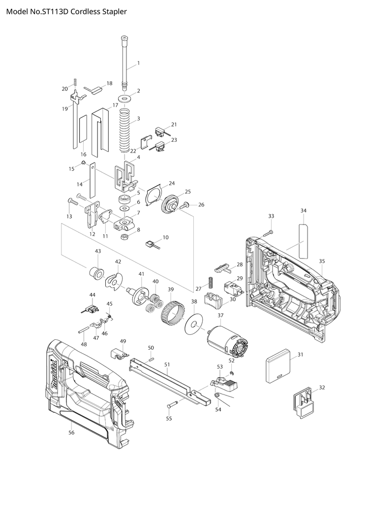 Makita ST113D — сборочный чертёж, лист 1, деталь 620598-7 поз. 031