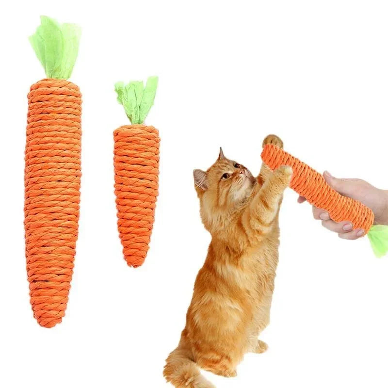 Pet Cat Toy Paper Rope Carrot Toy Innebygd bjelle Små dyr søt interaktivt kjæledyr leketøy