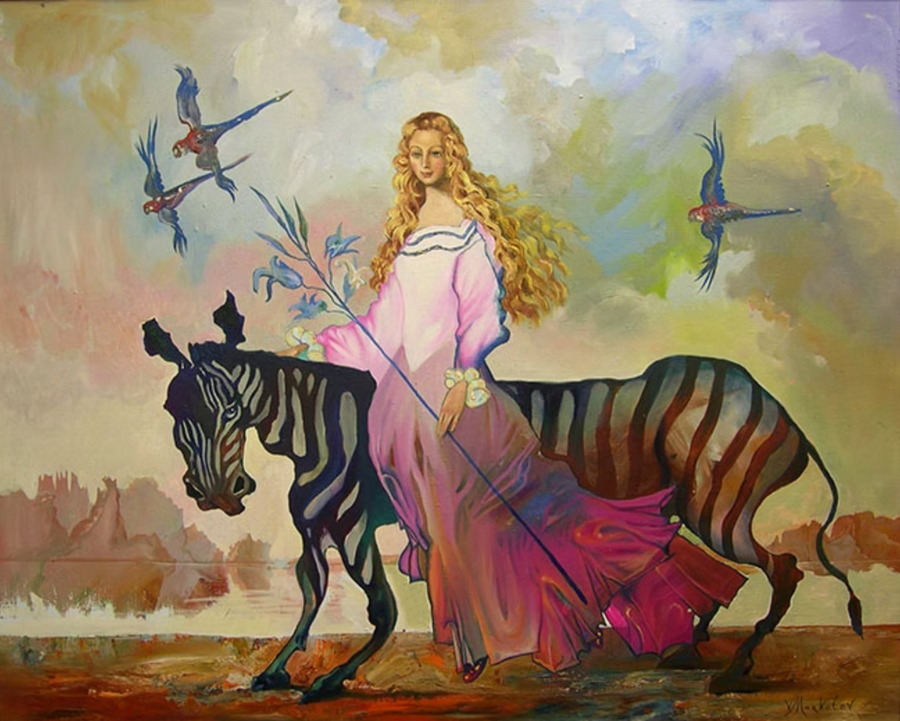 Girl and zebra