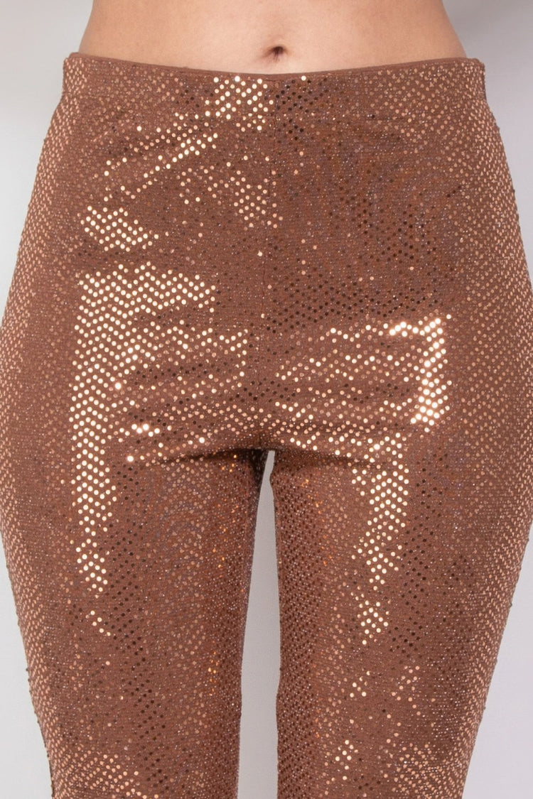 Sequined Fit & Flare Midrise Pants