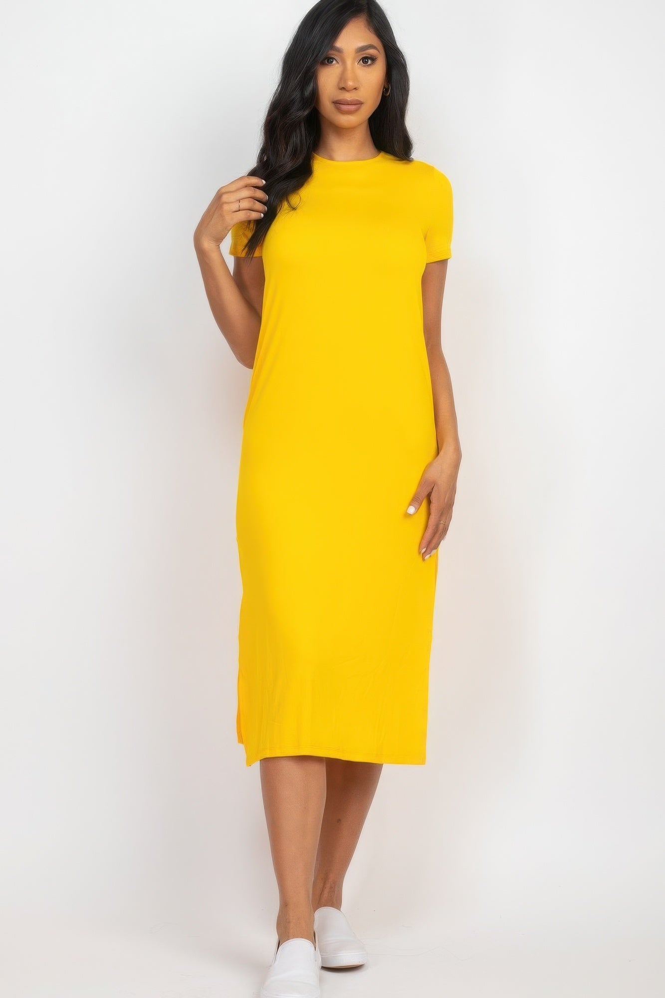 Side slit comfy midi dress