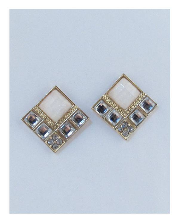 Squared faux stone earrings