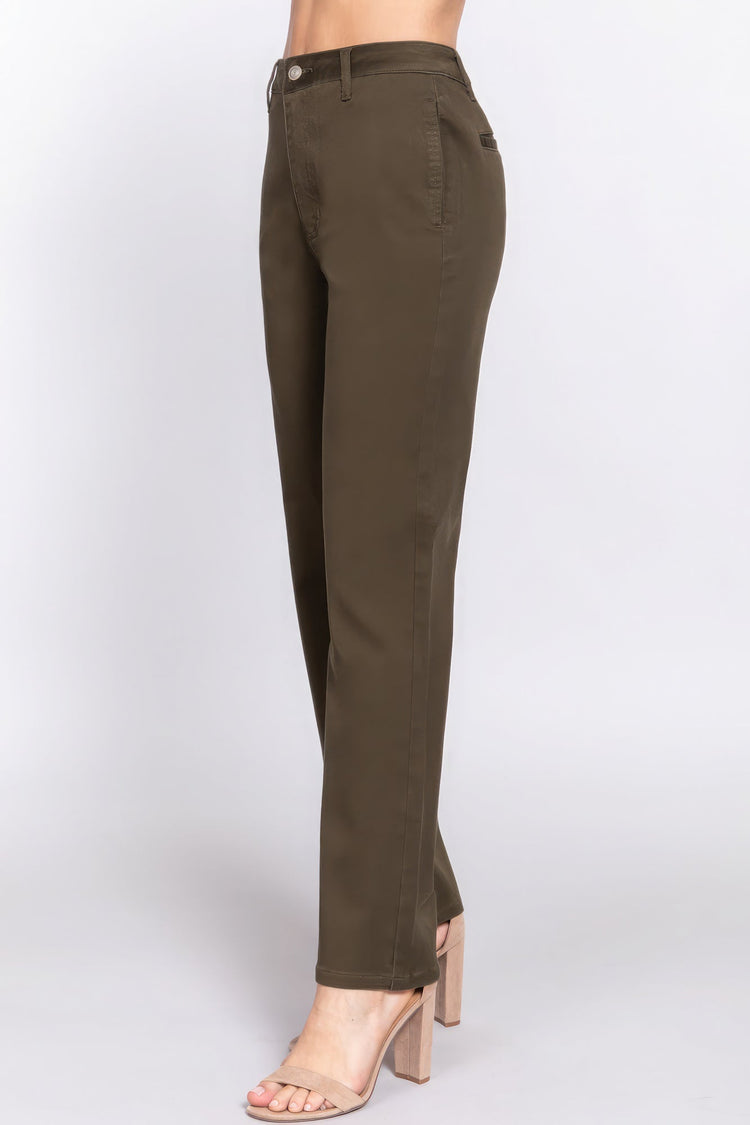 Straight Fit Twill Long Pants