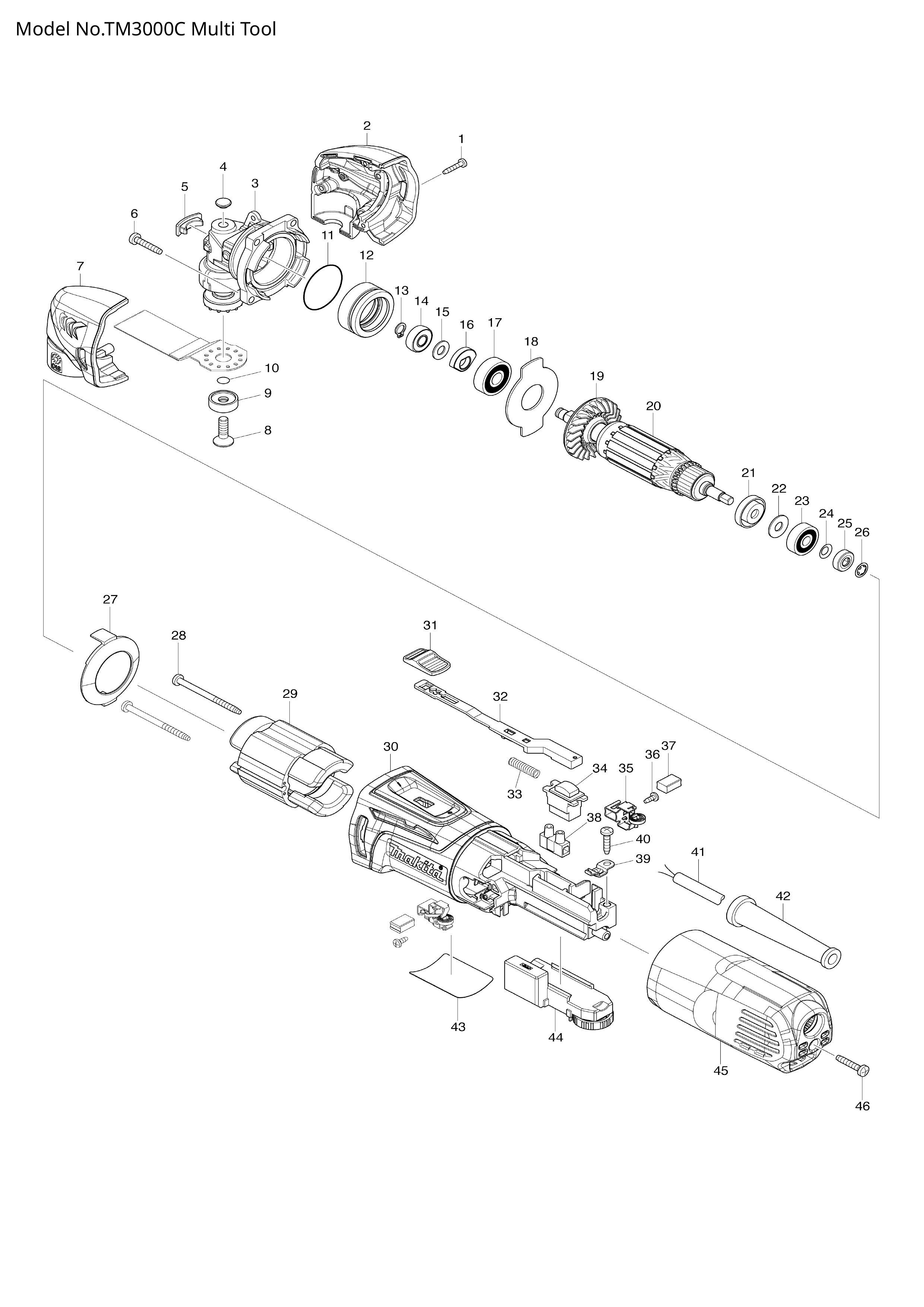 Makita TM3000C — сборочный чертёж, лист 1, деталь 517683-4 поз. 020