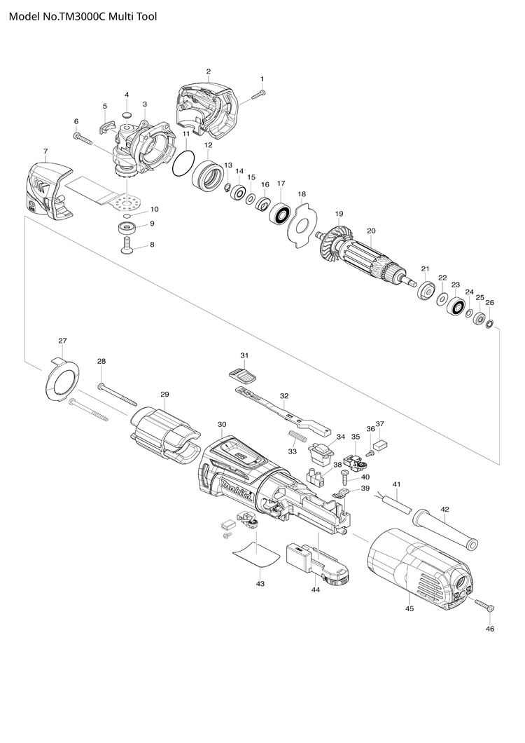 Makita TM3000C — сборочный чертёж, лист 1, деталь 651609-7 поз. 034