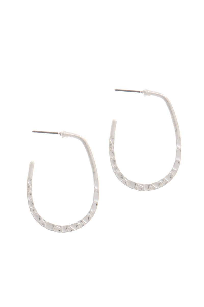 Texture Metal Circle Drop Earring