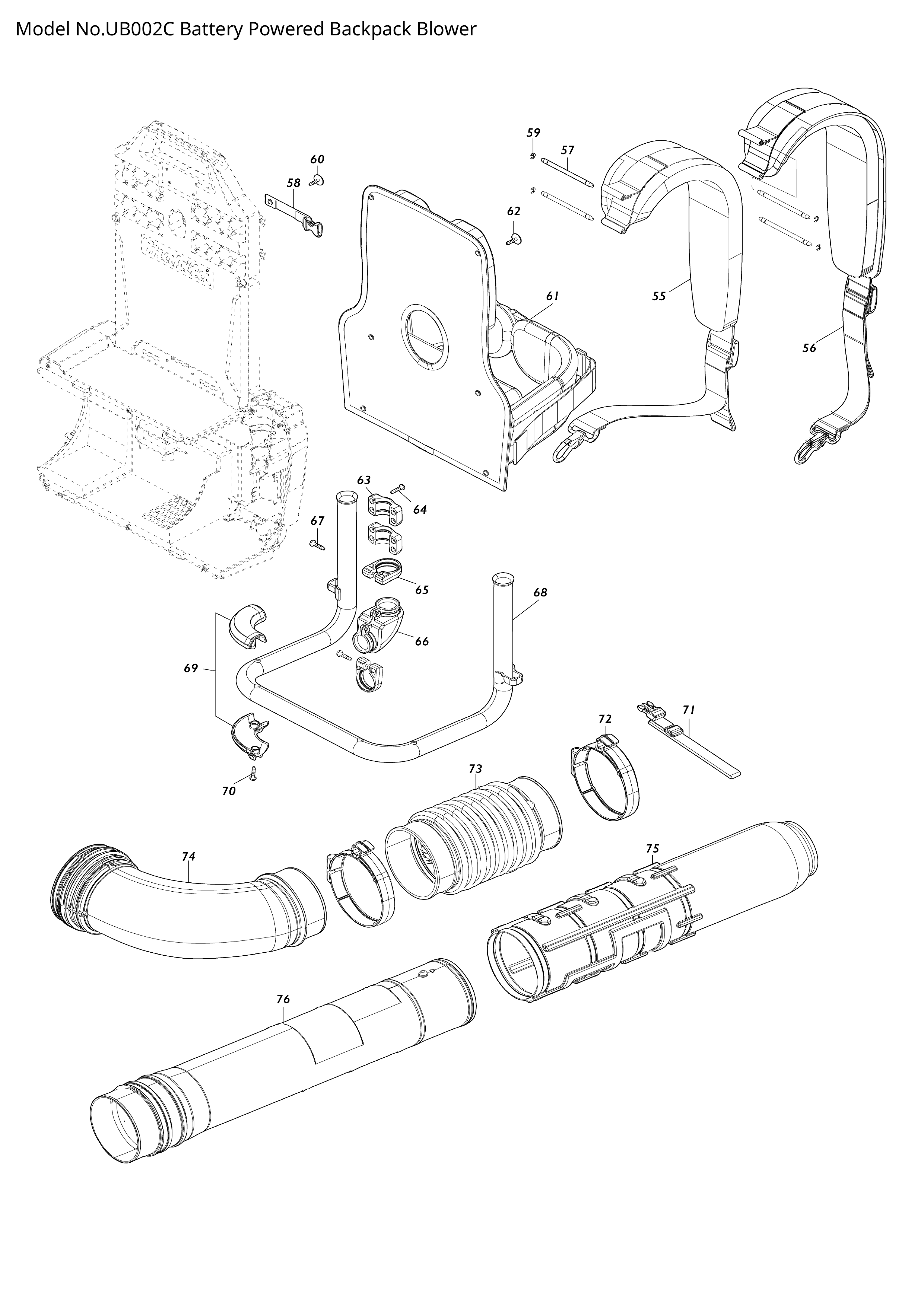 Makita UB002C — сборочный чертёж, лист 2, деталь 162D38-8 поз. 056-1