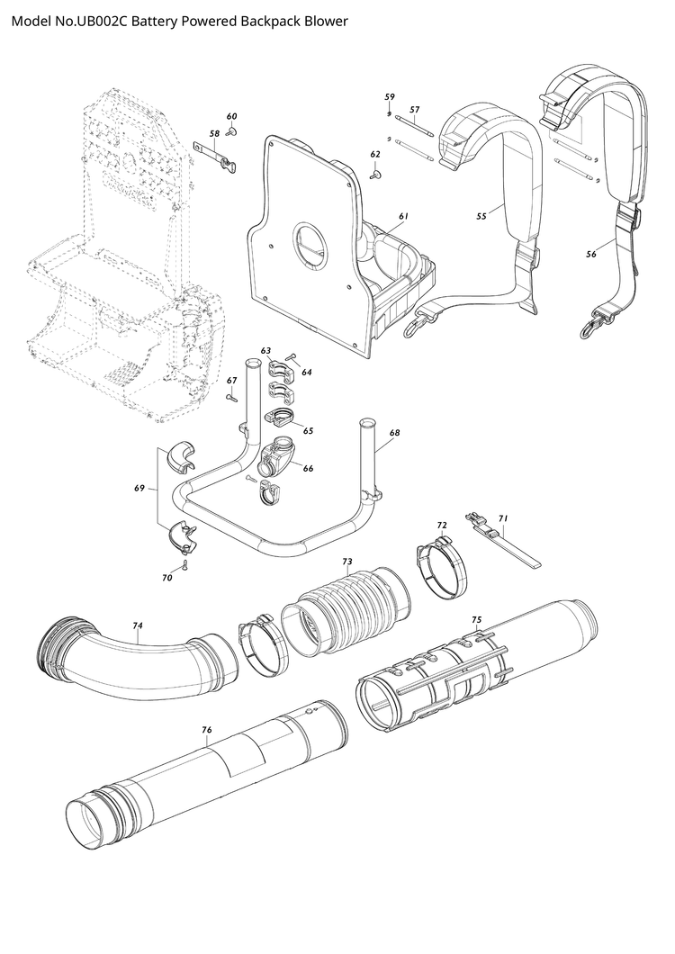 Makita UB002C — сборочный чертёж, лист 2, деталь 162D39-6 поз. 055-1