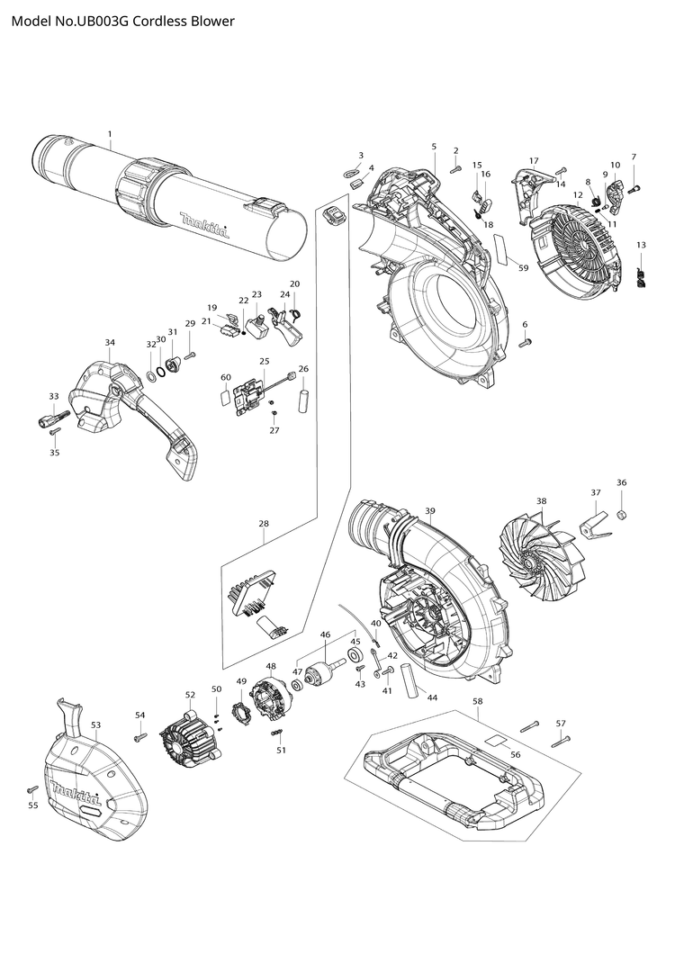 Makita UB003G — сборочный чертёж, лист 1, деталь 620F73-9 поз. 049