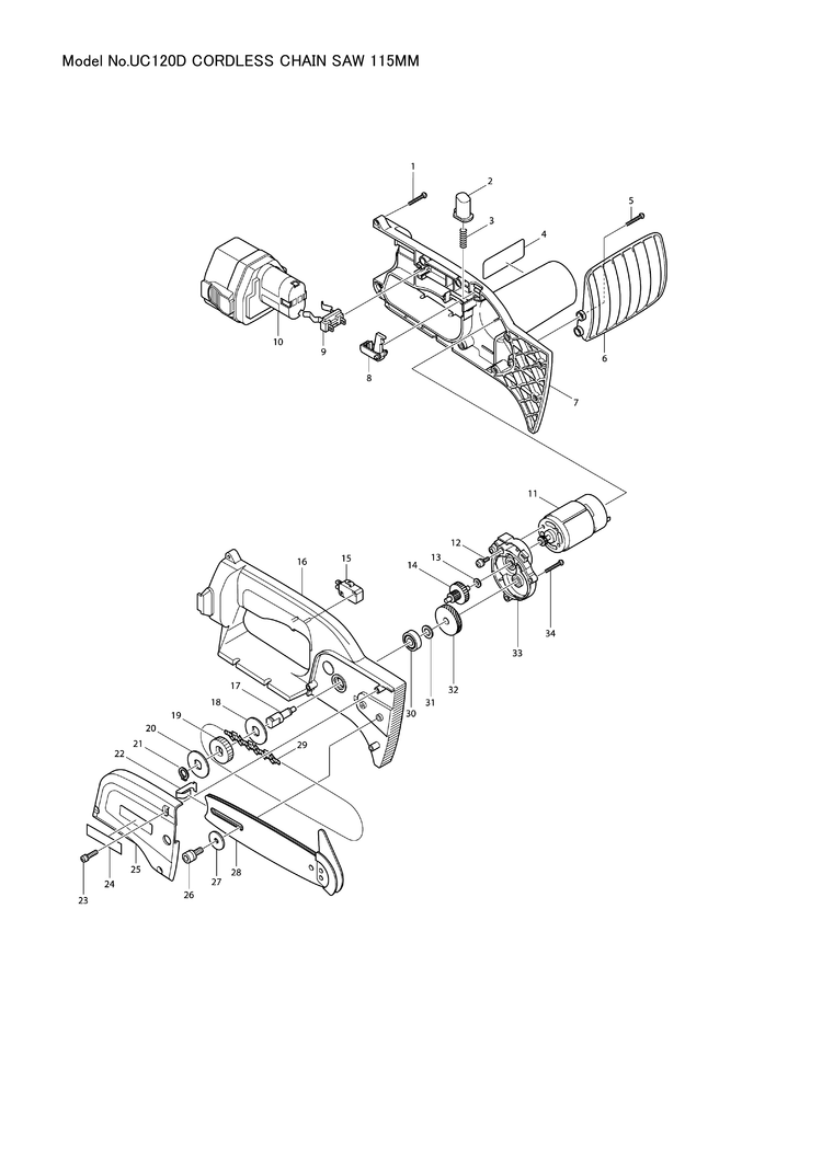 Makita UC120D — сборочный чертёж, лист 1, деталь 629715-6 поз. 011