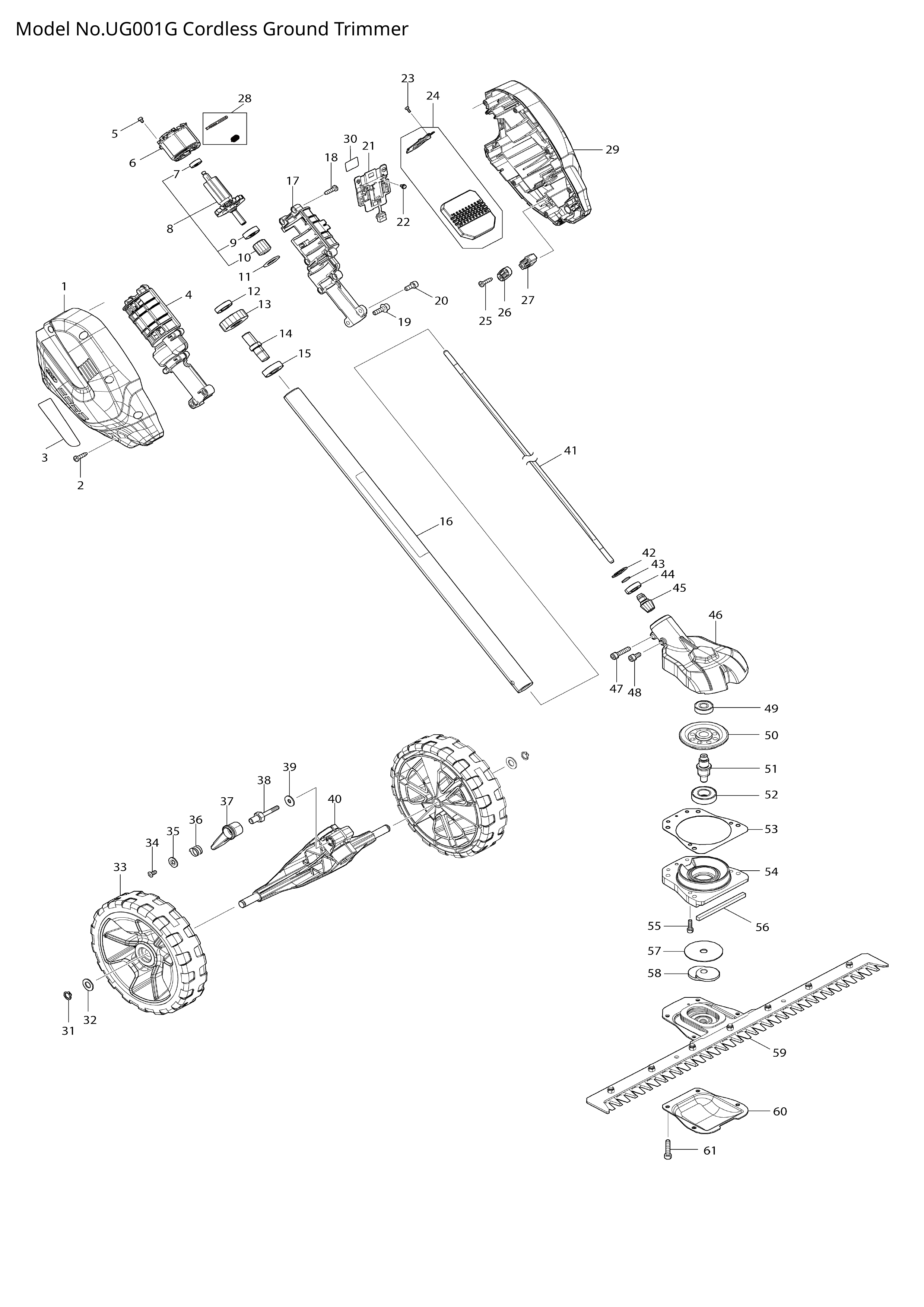 Makita UG001G — сборочный чертёж, лист 1, деталь 347B49-4 поз. 060