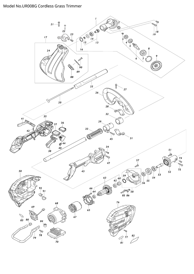 Makita UR008G — сборочный чертёж, лист 1, деталь 140N88-3 поз. 009