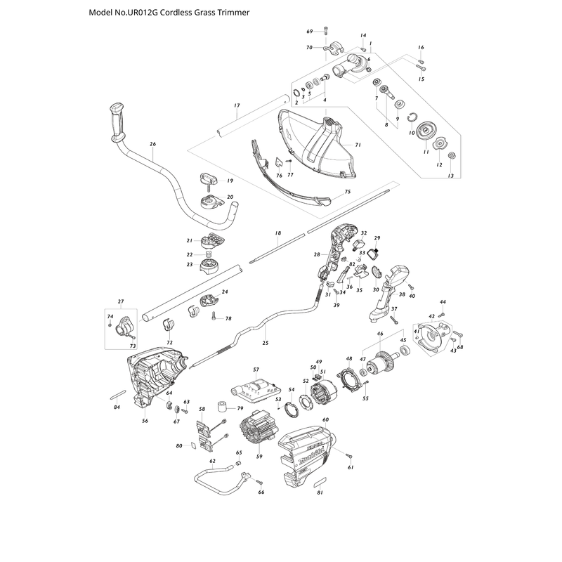 Makita UR012G — сборочный чертёж, лист 1, деталь 257469-1 поз. 010