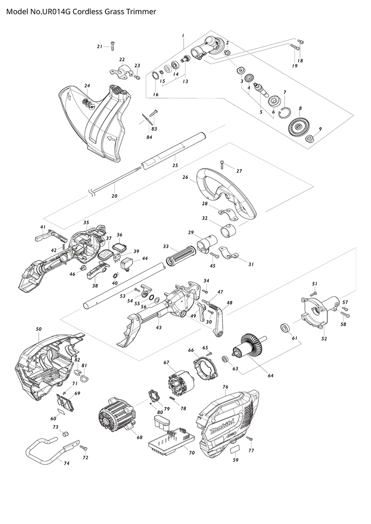Makita UR014G — сборочный чертёж, лист 1, деталь 141N31-5 поз. 025