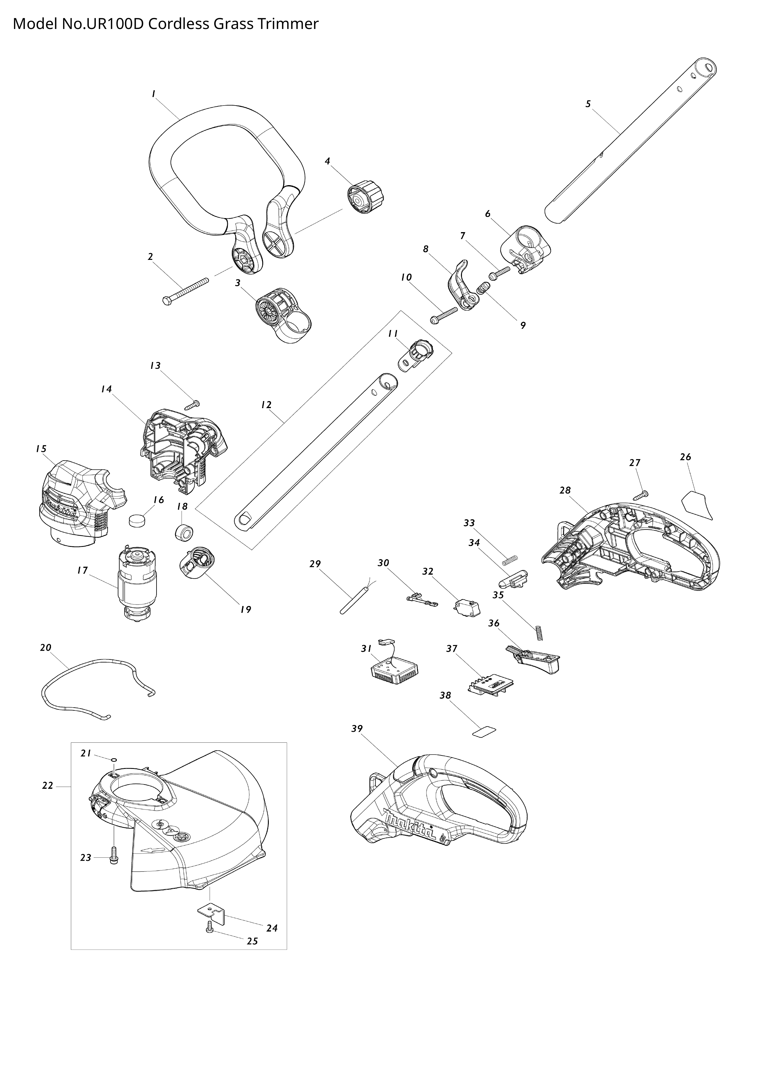 Makita UR100D — сборочный чертёж, лист 1, деталь 620780-8 поз. 031