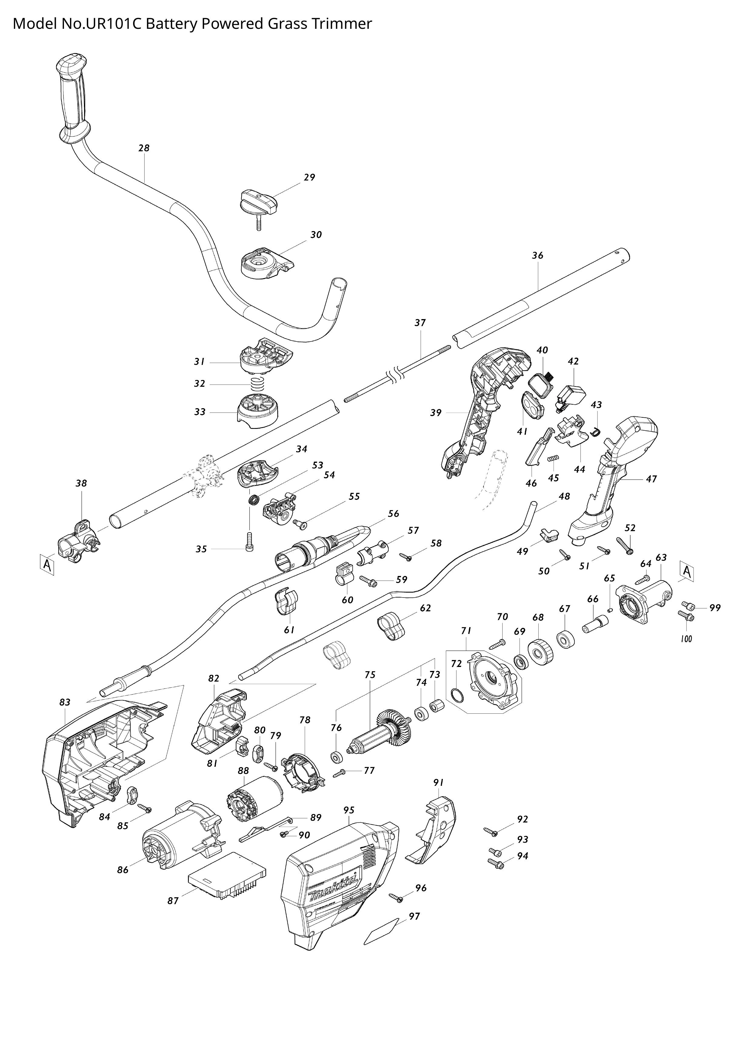 Makita UR101C — сборочный чертёж, лист 2, деталь 699161-7 поз. 056-1