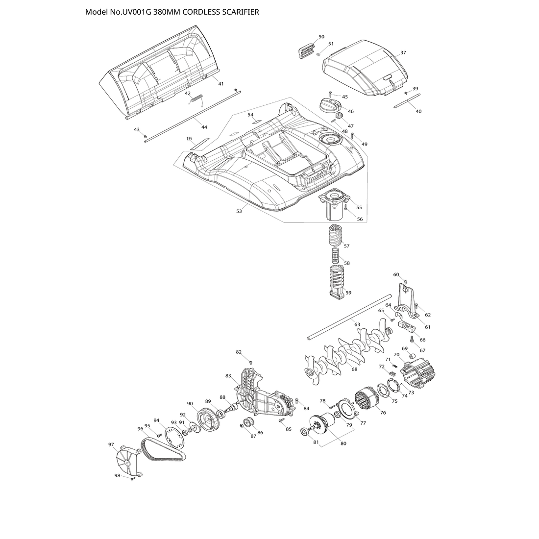 Makita UV001G — сборочный чертёж, лист 2, деталь 413R76-0 поз. 066