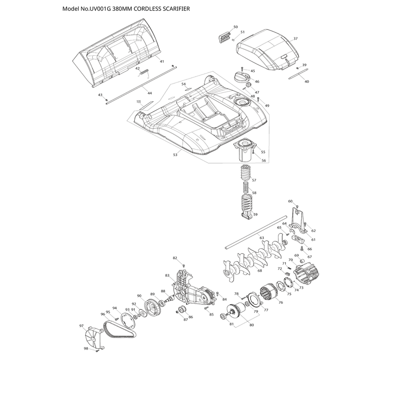 Makita UV001G — сборочный чертёж, лист 2, деталь 225108-1 поз. 096