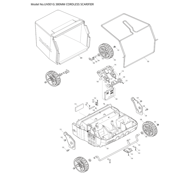 Makita UV001G — сборочный чертёж, лист 3, деталь 413R79-4 поз. 057