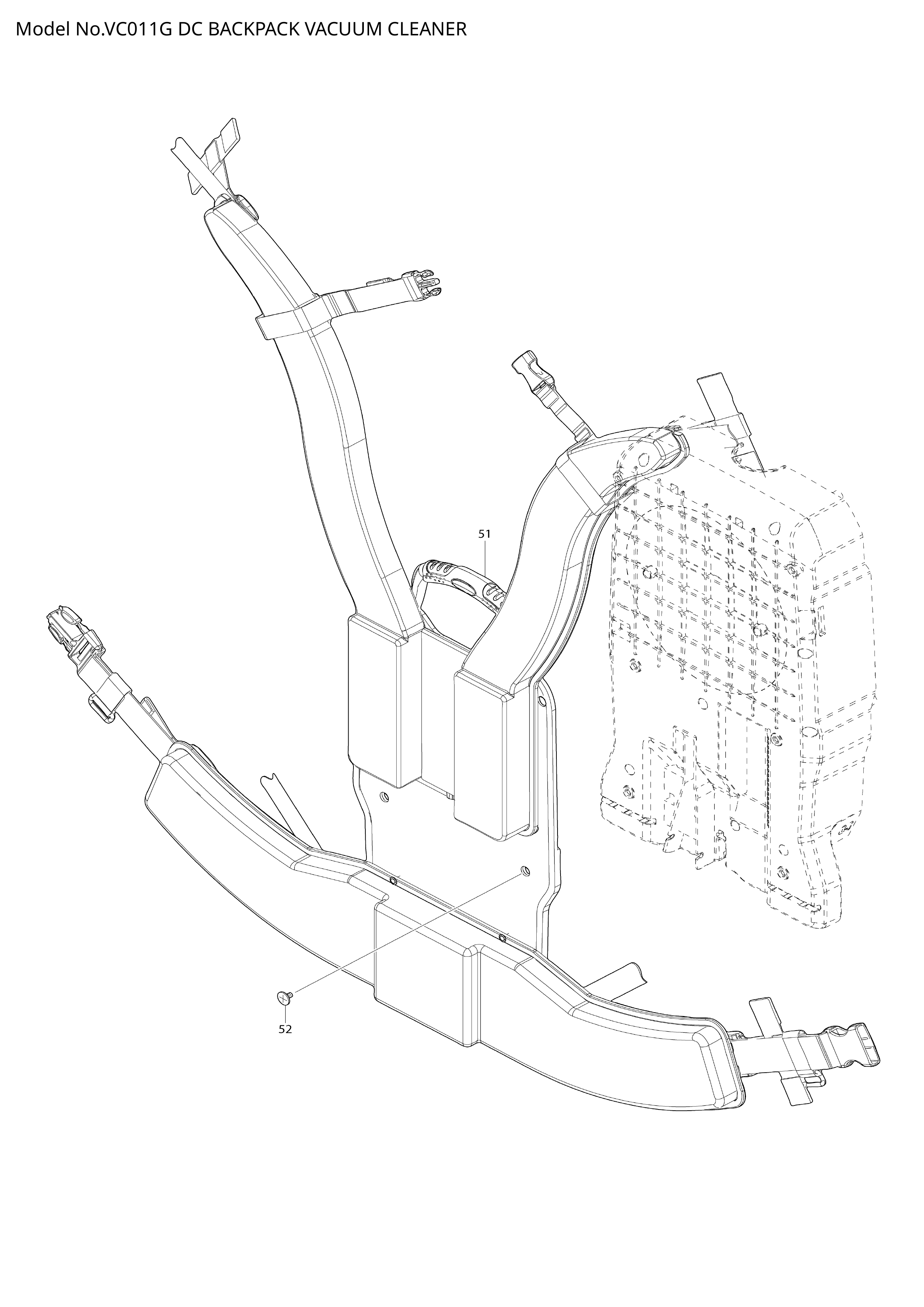 Makita VC011G — сборочный чертёж, лист 2, деталь 422A83-0 поз. 017