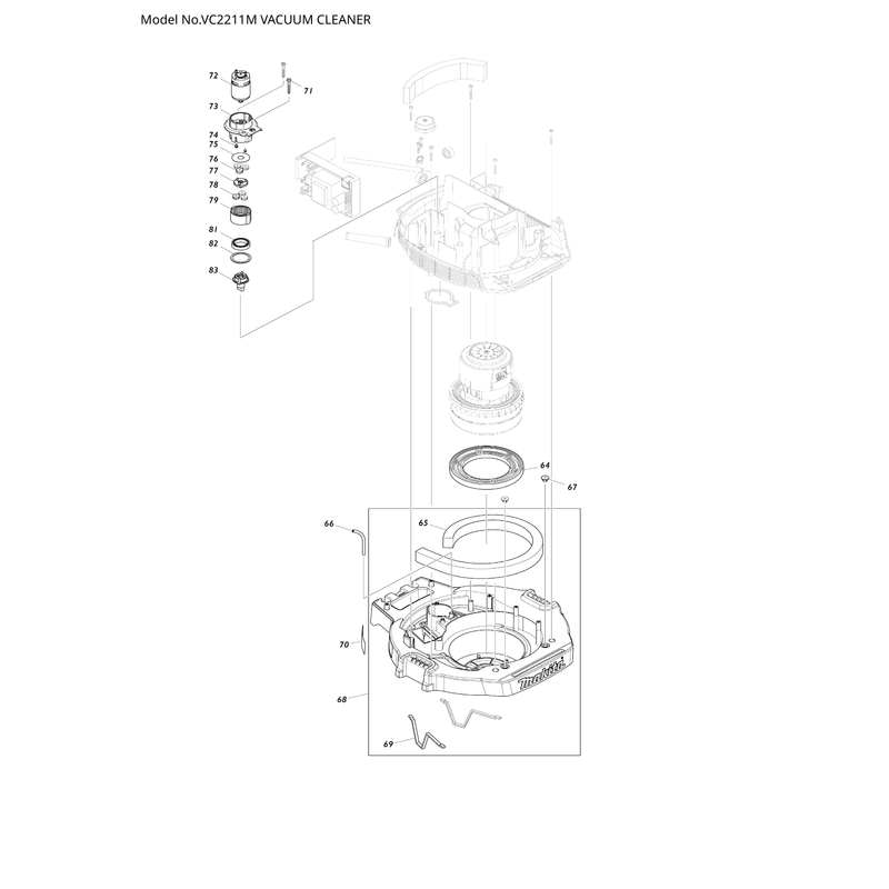 Makita VC2211M — сборочный чертёж, лист 2, деталь 423450-6 поз. 027
