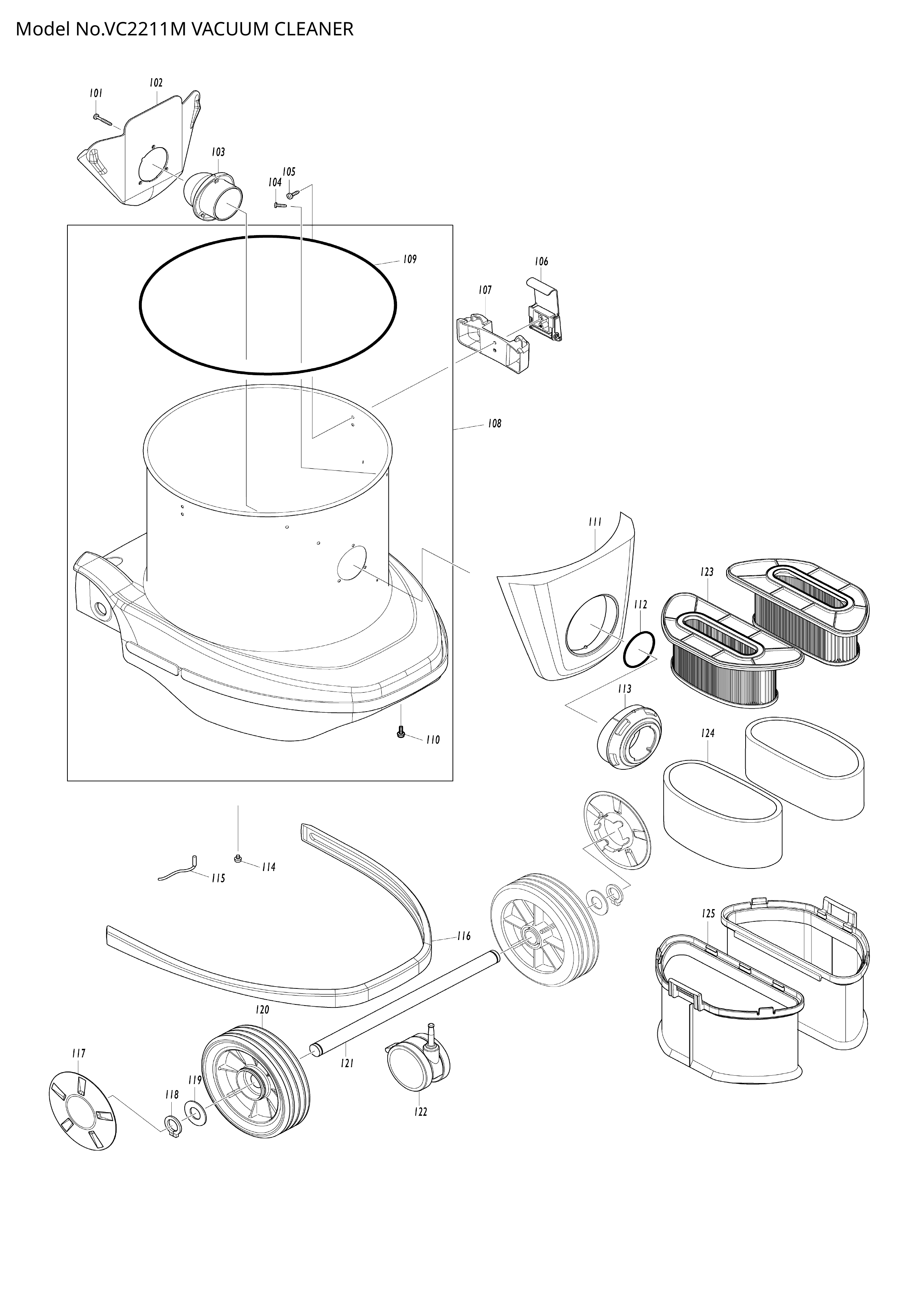 Makita VC2211M — сборочный чертёж, лист 4, деталь 620467-2 поз. 028