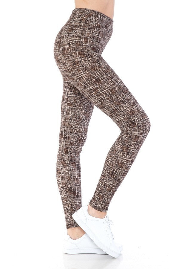 Yoga Style Banded Lined Multi Printed Knit Legging With High Waist