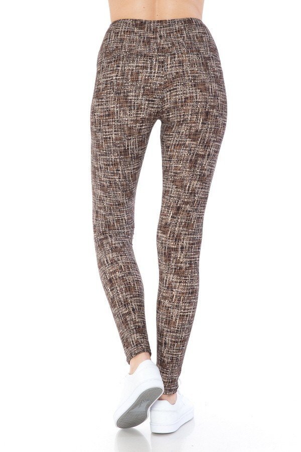 Yoga Style Banded Lined Multi Printed Knit Legging With High Waist