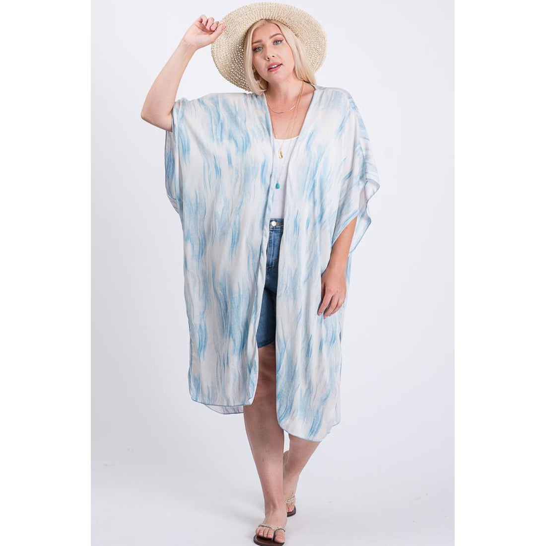 Zebra Print Short Sleeve Maxi Kimono