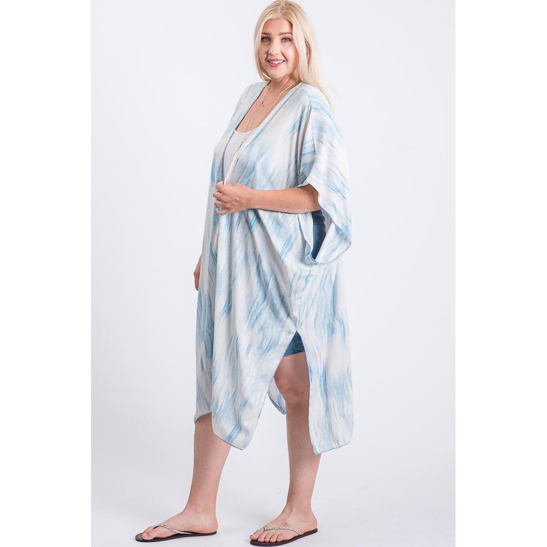 Zebra Print Short Sleeve Maxi Kimono