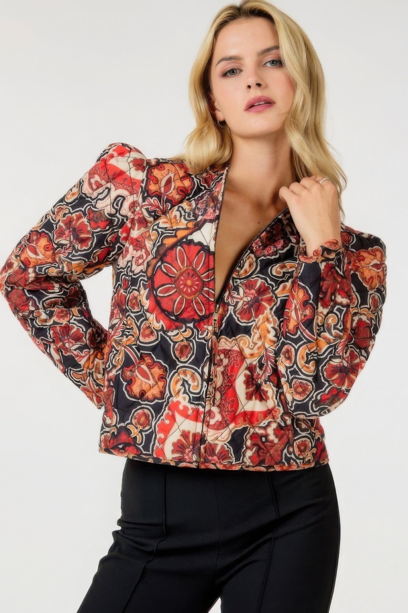 Zip Up Multi-print Jacket