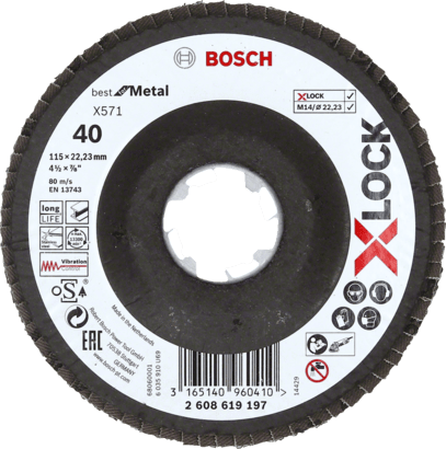 Ny ekte Bosch 2608619197 X571 Best for metall X-Lock Flap Discs, vinklet