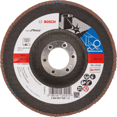 New Genuine Bosch 2608607320 X571 Best for Metal Flap Discs, Straight Version