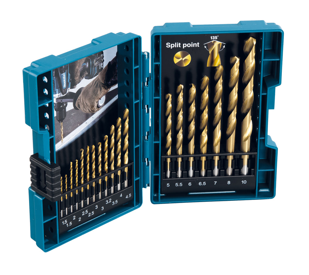 NOUVEAU MAKITA D-67527 Bit de forage en métal HSS-Tin Set de 19pcs (1,5 - 10 mm)