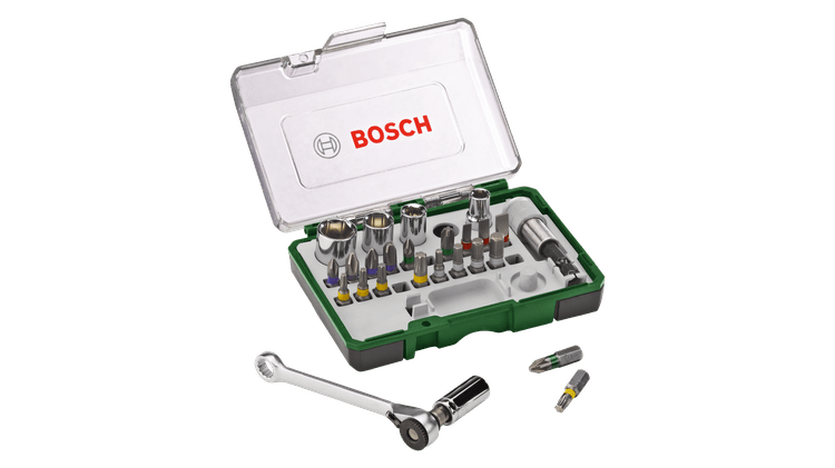 New Genuine Bosch 2607017160 Screwdriver Bit Set 27 pieces with Ratchet Promo