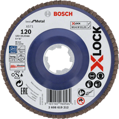 New Genuine Bosch 2608619212 X571 Best for Metal X-LOCK Flap Discs, Straight